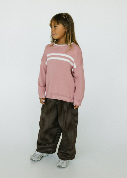 Lightweight Cotton Pants- Striped Brown