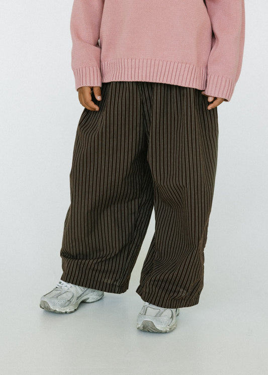 Lightweight Cotton Pants- Striped Brown