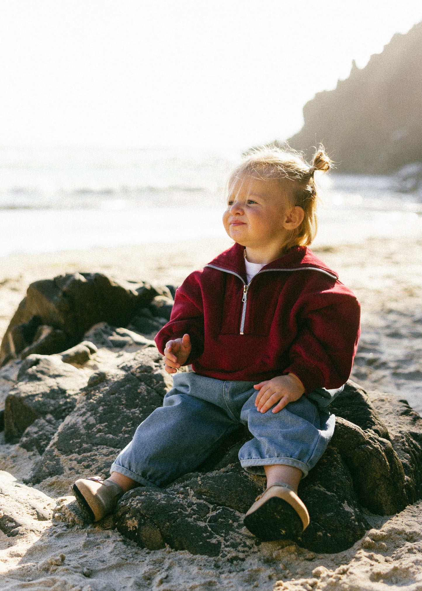 Half Zip Sweater- Cranberry