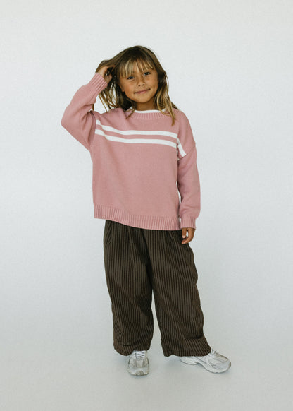 Lightweight Cotton Pants- Striped Brown
