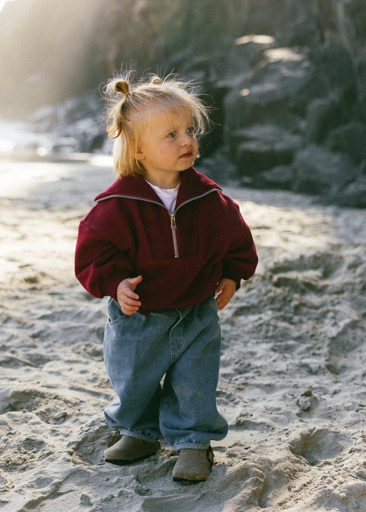 Half Zip Sweater- Cranberry