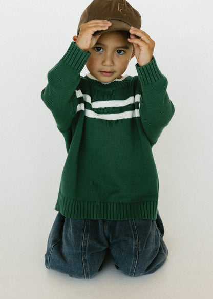 Double Stripe Knit- Forest Green