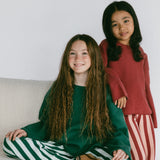 Knitted Striped Pants- Warm Rose