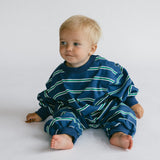 Lightweight Striped Jumpsuit- Blue