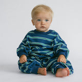 Lightweight Striped Jumpsuit- Blue