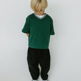 Varsity V-Neck Tee- Evergreen