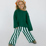 Knitted Striped Pants- Green