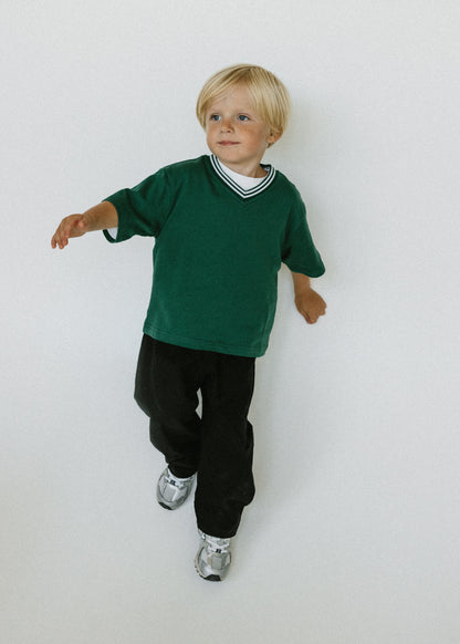Varsity V-Neck Tee- Evergreen