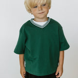 Varsity V-Neck Tee- Evergreen