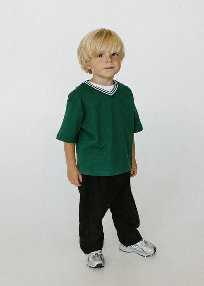 Varsity V-Neck Tee- Evergreen