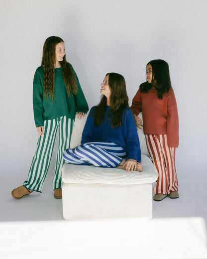 Knitted Striped Pants- Warm Rose