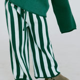 Knitted Striped Pants- Green
