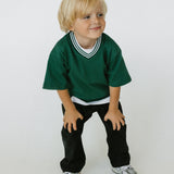 Varsity V-Neck Tee- Evergreen