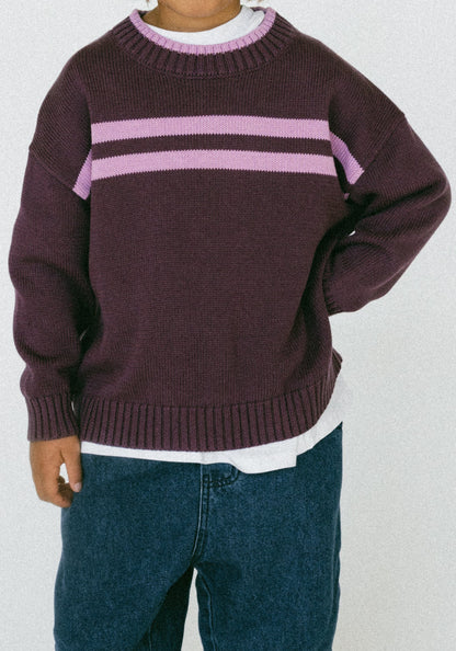 Double Stripe Knit- Plum
