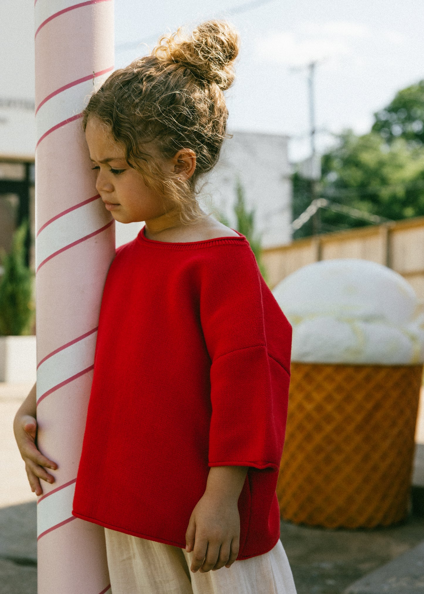 Oversized Knitted Shirt- Red