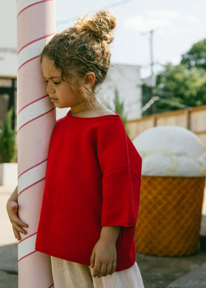 Oversized Knitted Shirt- Red
