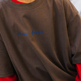 Boxy Graphic Tee- Slow Days- Brown