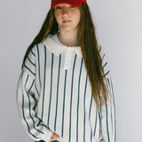 Striped Polo- White