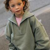 Half Zip Sweater- Washed Green