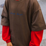 Boxy Graphic Tee- Slow Days- Brown