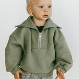 Half Zip Sweater- Washed Green