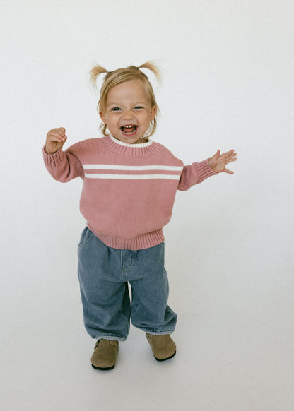 Double Stripe Knit- Rose Pink
