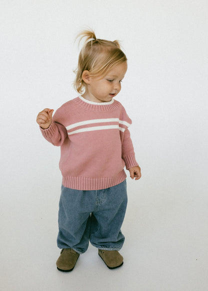 Double Stripe Knit- Rose Pink