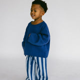 Knitted Striped Pants- Blue