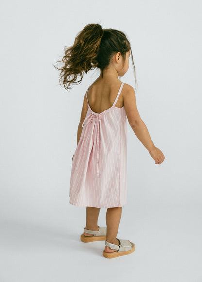 Tie Back Dress- Striped Pink