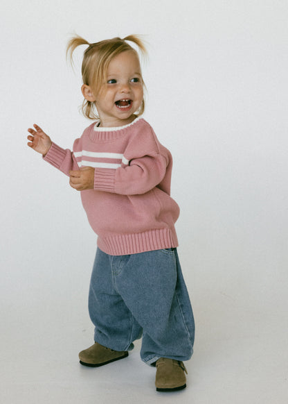Double Stripe Knit- Rose Pink