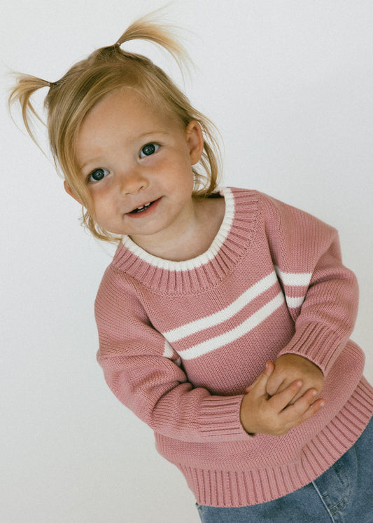 Double Stripe Knit- Rose Pink