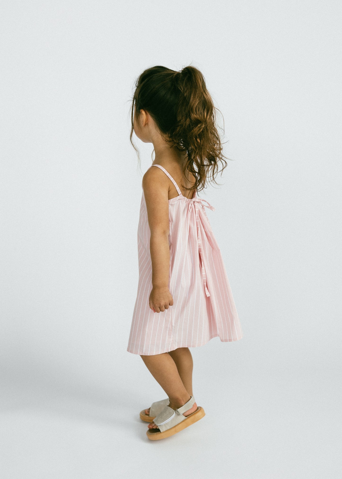 Tie Back Dress- Striped Pink