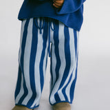 Knitted Striped Pants- Blue
