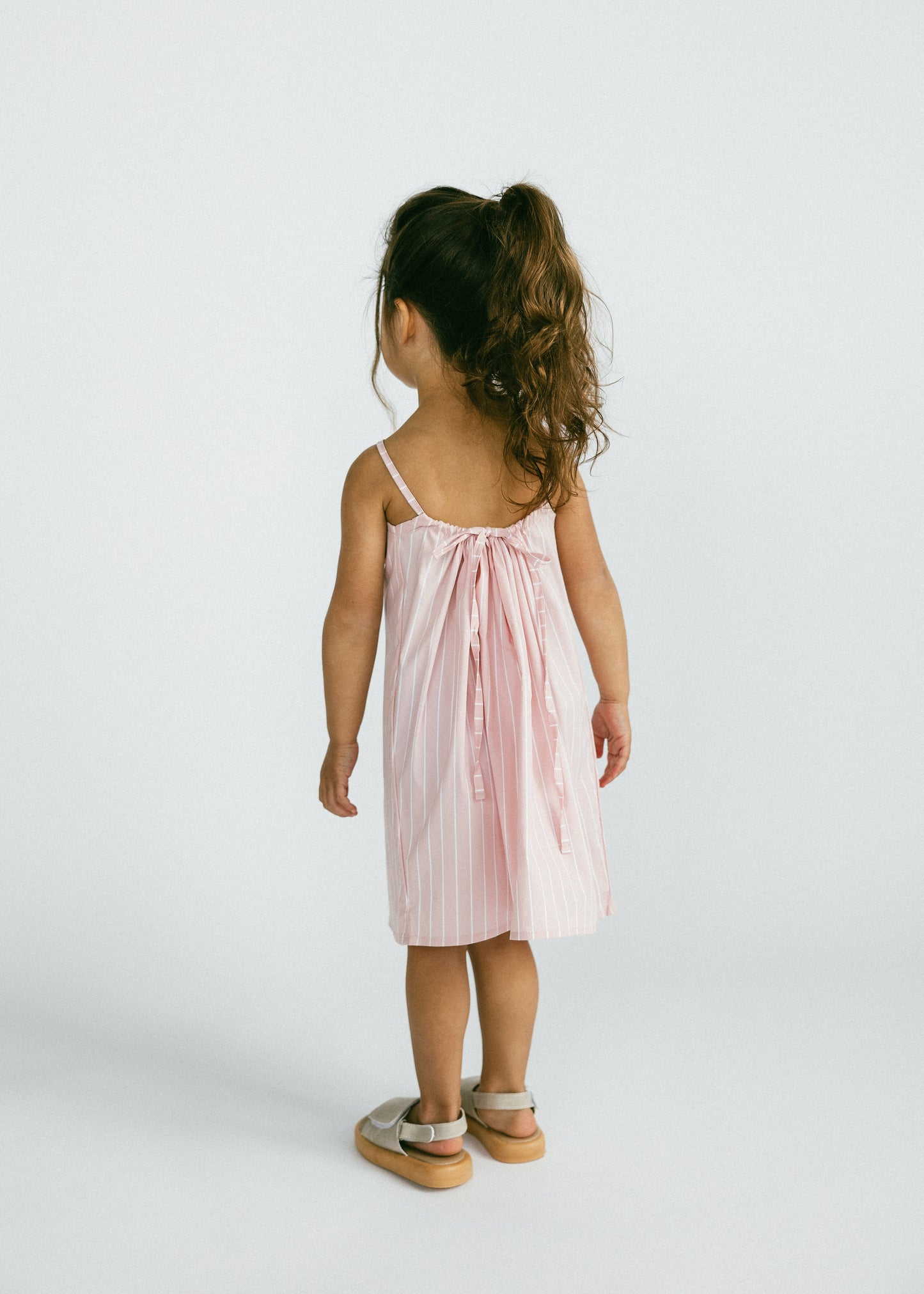 Tie Back Dress- Striped Pink