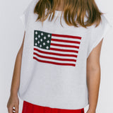 Sweater Vest- Flag- White