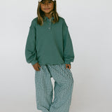 Lightweight Check Plaid Pants- Dark Green