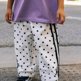 Polka Dot Racer Pants - White