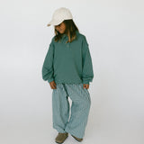 Lightweight Check Plaid Pants- Dark Green