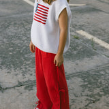 Sweater Vest- Flag- White