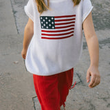 Sweater Vest- Flag- White