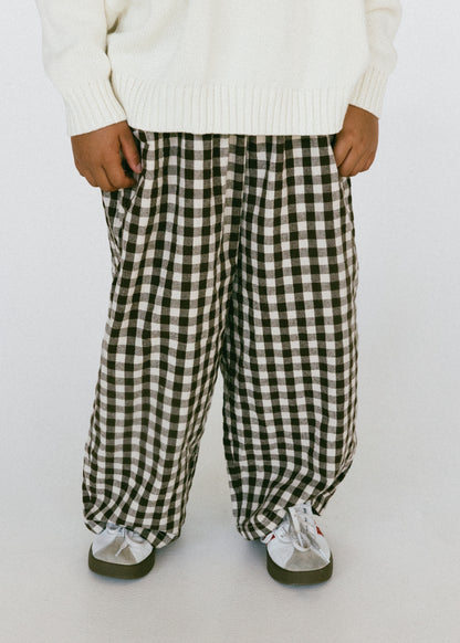 Soft Gingham Pants- Brown