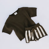 Oversized Knitted Shirt- Brown