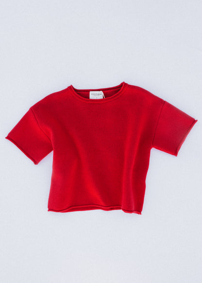 Oversized Knitted Shirt- Red
