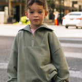 Half Zip Sweater- Washed Green