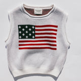 Sweater Vest- Flag- White