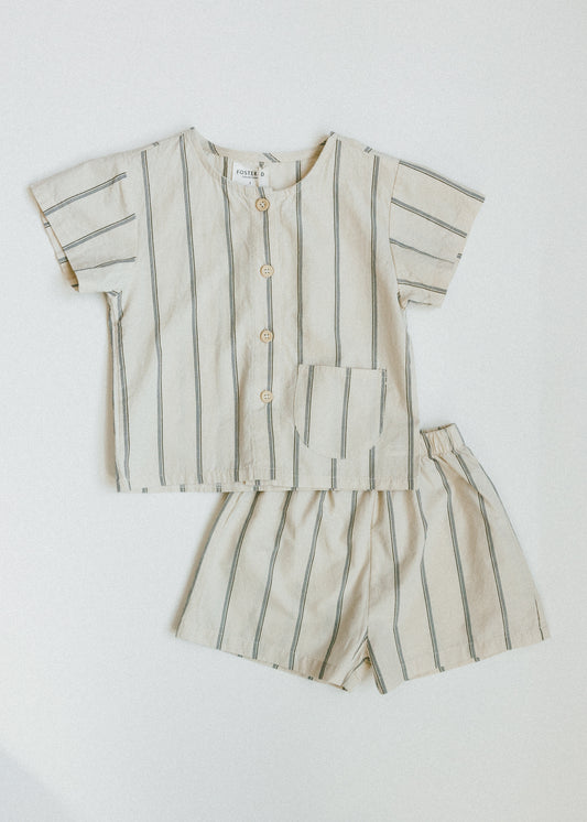 Striped Breezy Set- Cream