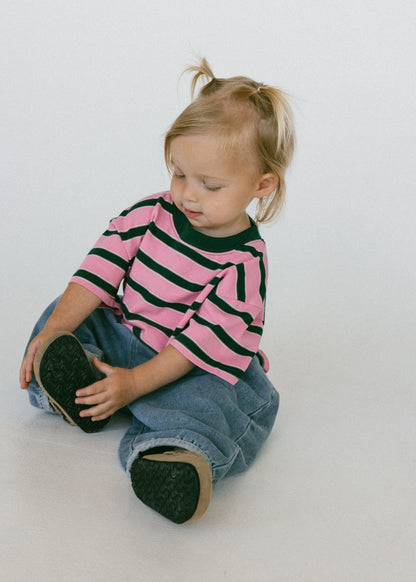 Striped Retro Tee- Pink