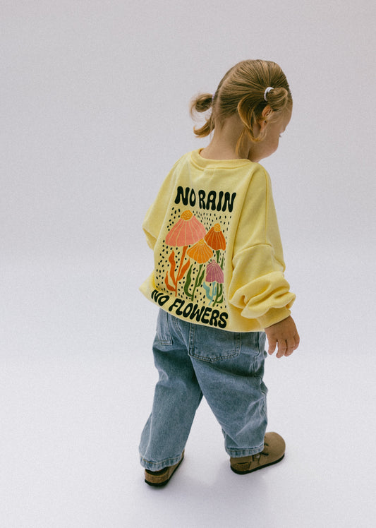 Graphic Crewneck- Flowers- Yellow