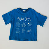 Oversized Graphic Tee- Slow Days- Blue