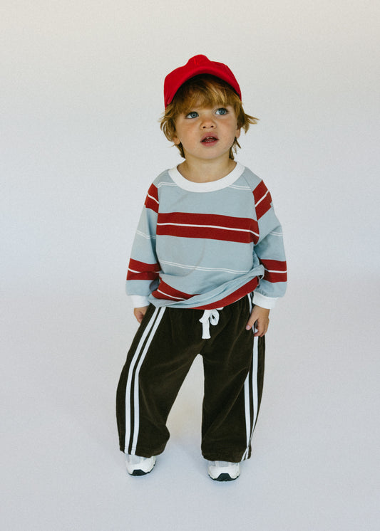 Retro Stripe Long Sleeve- Light Blue